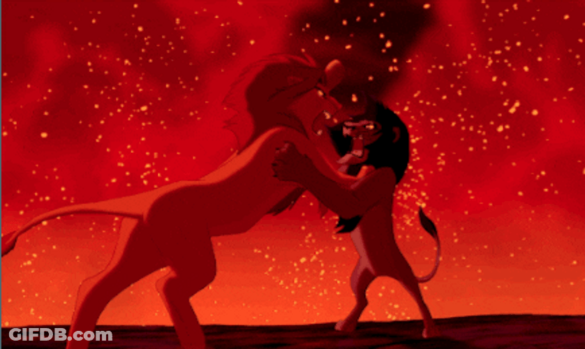Simba Fighting Scar To Defend His Throne GIF