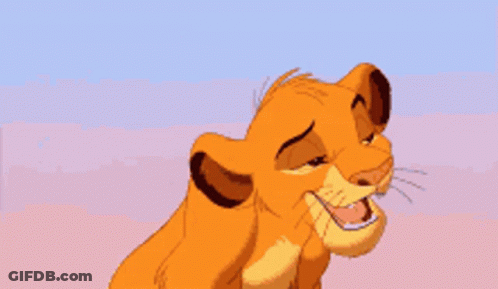 Simba From The Lion King Is Smiling With His Mouth Wide Open GIF