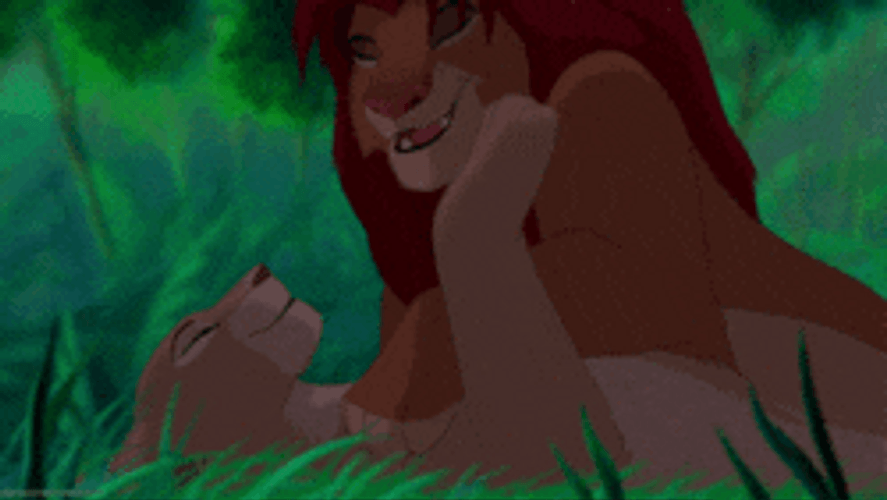 Simba Kissed By Nala And Shocked GIF