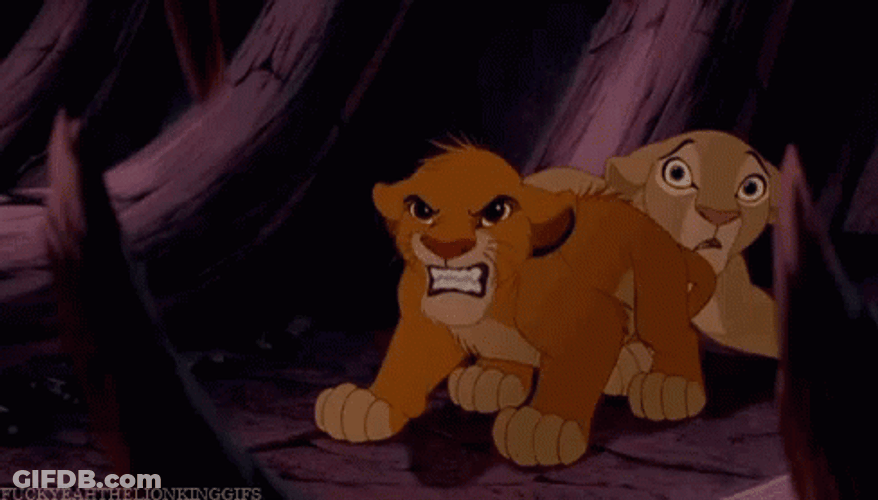 Simba Protects Nala With A Loud Roar GIF