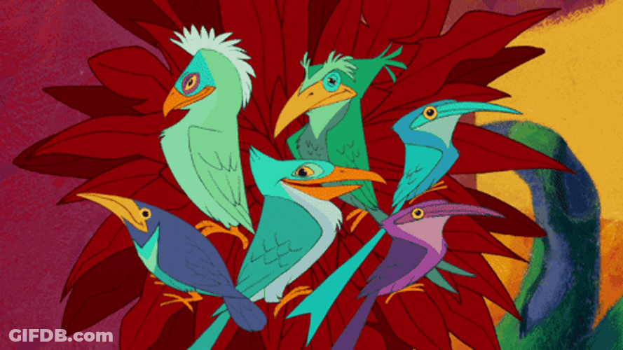 Simba Startled The Birds Perched On Him GIF