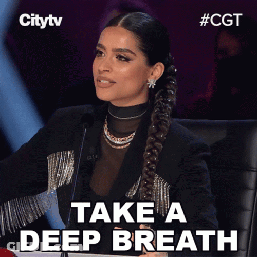 Simmer Down Now Lily Singh Deep Breath GIF