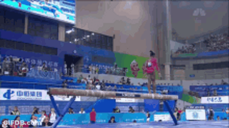 Simone Biles Balance Beam Back Flip Gymnastics GIF