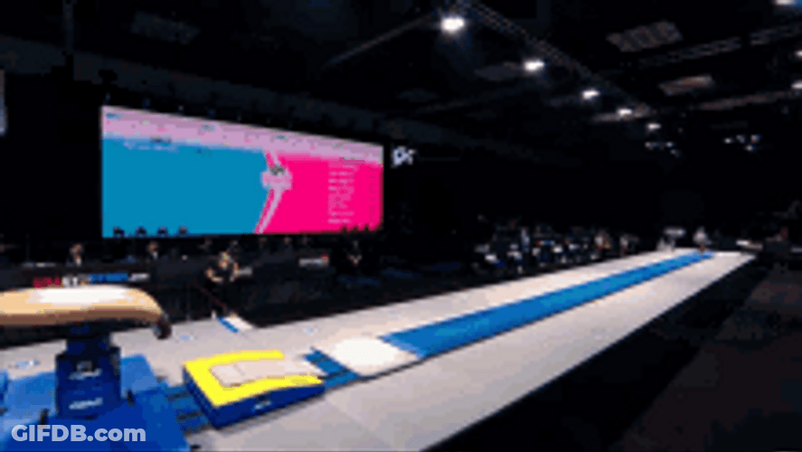 Simone Biles Gymnastics Running Jump Flip Vault GIF