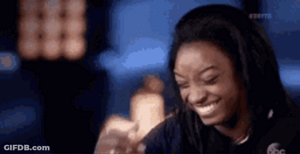 Simone Biles Laughing Face Palm Shy GIF