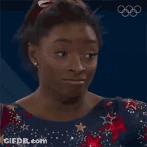 Simone Biles Oh My God Awkward Reaction Olympics GIF
