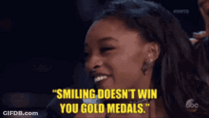 Simone Biles Smile Gold Medal Quote GIF