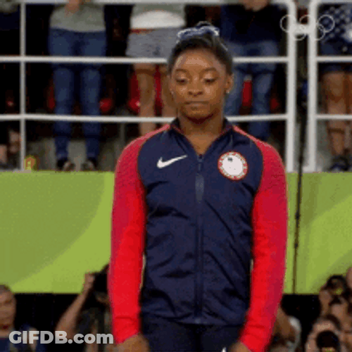 Simone Biles Winner Happy Waving Arms GIF