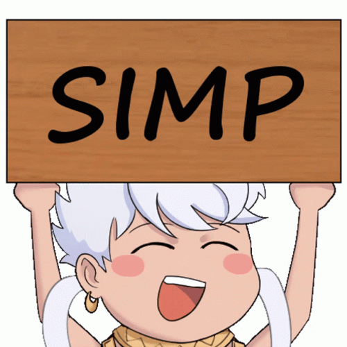 Simp Sign Board Animated White Haired Boy GIF