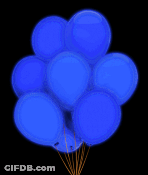 Simple Blue Happy Birthday Balloons GIF