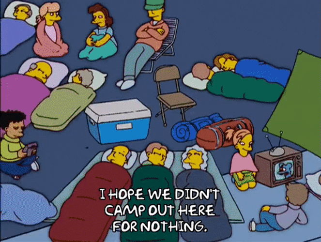 Simpson Camping Outside Store For Black Friday Sale GIF
