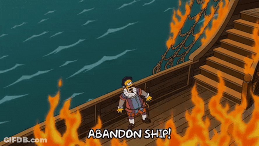 Simpson On Fire Sinking Ship GIF