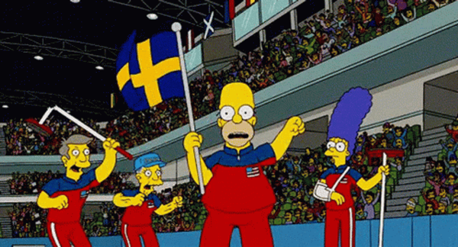 Simpson Waving Sweden's Flag GIF