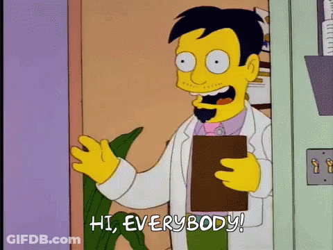 Simpsons Character Holding Clipboard Saying Hi Everybody GIF