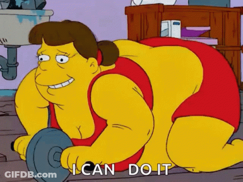 Simpsons Character Lifting Dumbbell Saying I Can Do It GIF