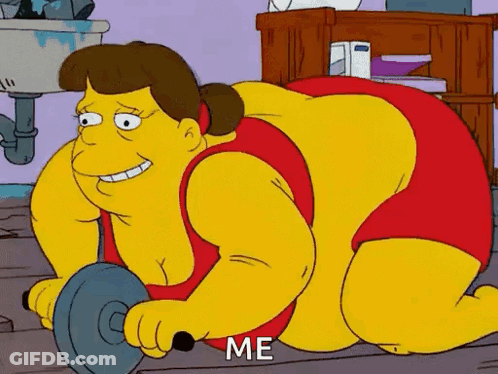 Simpsons Character Lifting Dumbbell Saying Me GIF