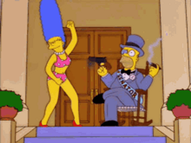 Simpsons Couple Victory Dance GIF