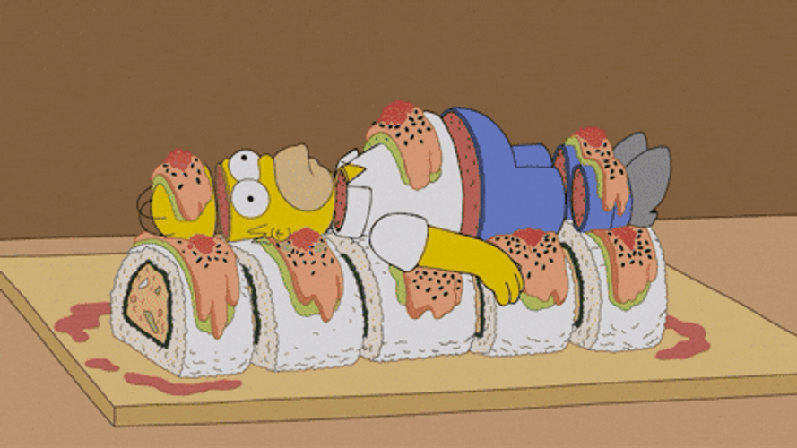 Simpsons Eat His Body Sushi GIF
