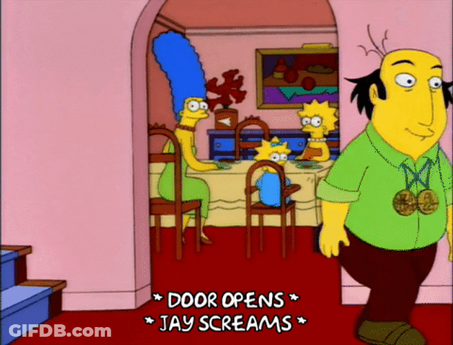 Simpsons Eating Jay Screams Door Opening GIF