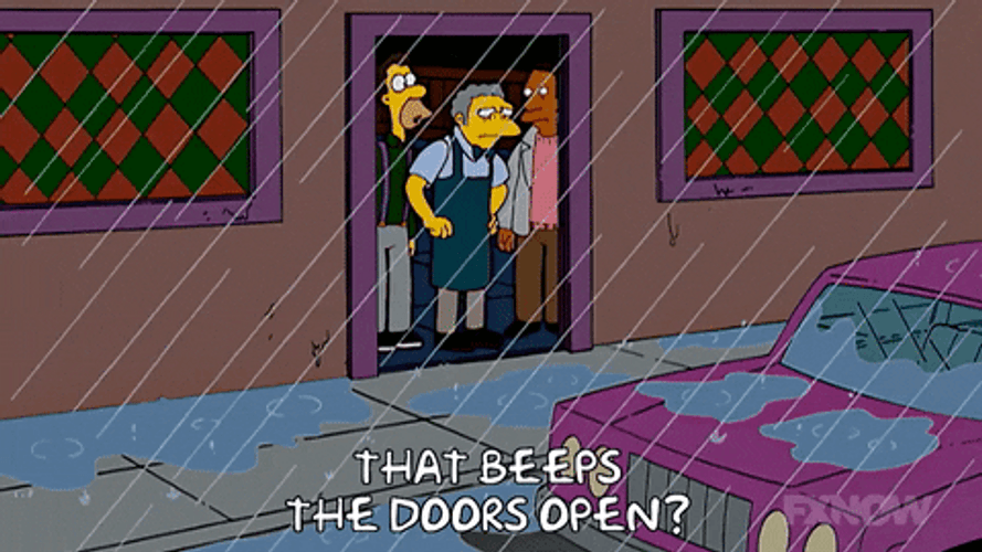 Simpsons Raining Outside Door Opening GIF