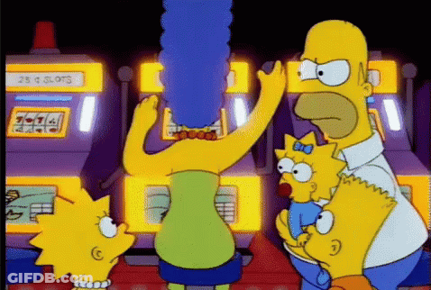 Simpsons Standing In Front Of Slot Machine GIF