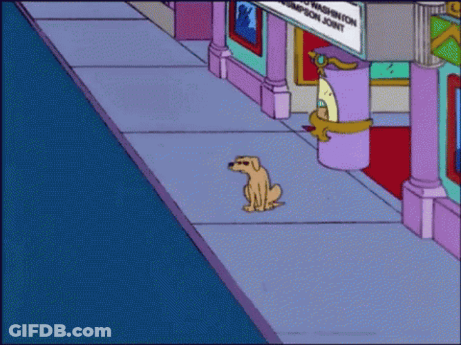 Simpsons Suspense Suspicious Looking Around Dog GIF