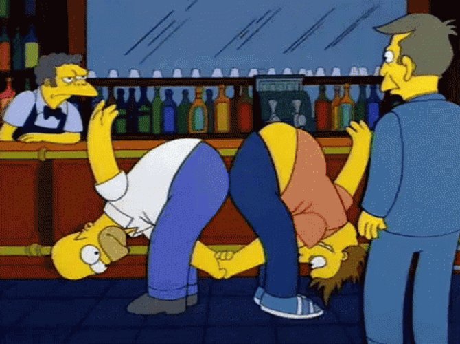 Simpsons Upside Down Shaking Hands GIF
