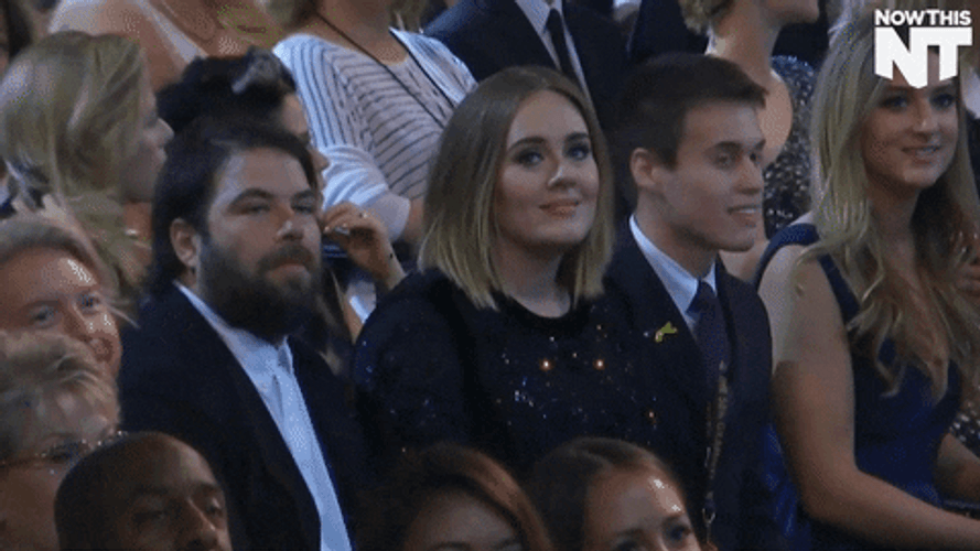 Singer Adele Awkward Smile Watching NBA GIF