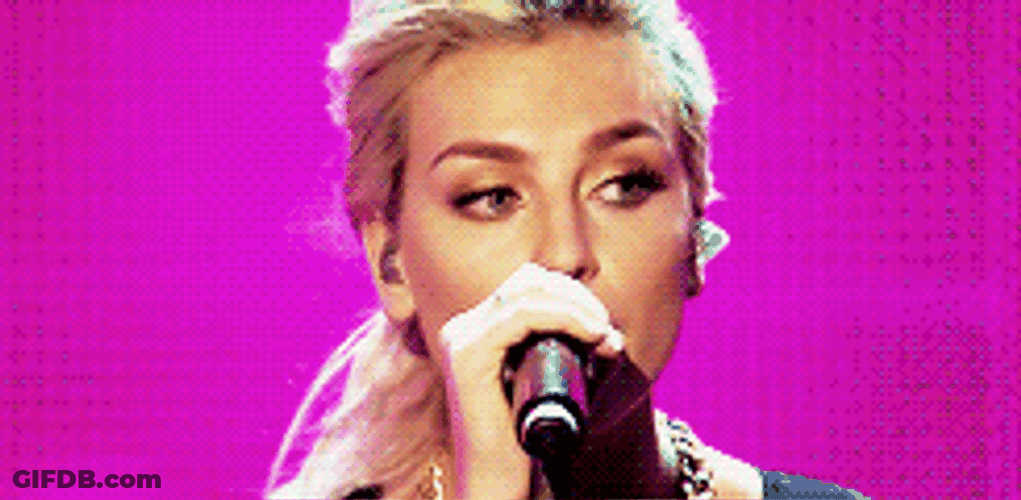 Singing Perrie Edwards Wearing Pony Tail GIF