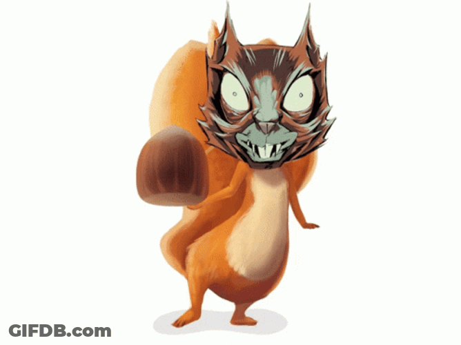 Sinister Squirrel Meme Tossing Nut GIF