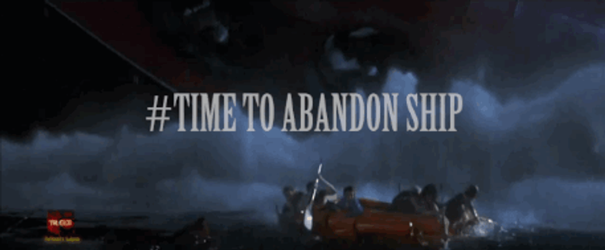 Sinking Boat Abandon Ship Panic Paddling Stormy Sea GIF