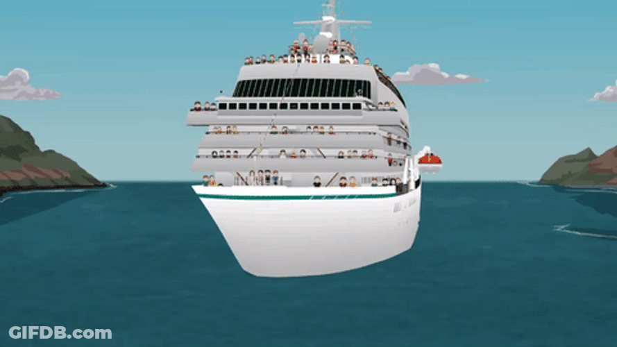 Sinking Boat Cruise Ship Tipping Backwards Cartoon GIF
