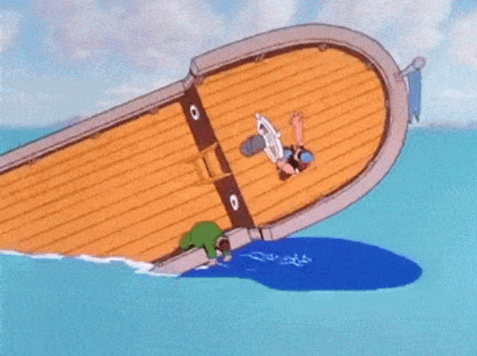 Sinking Boat Flip Over Popeye Cartoon GIF
