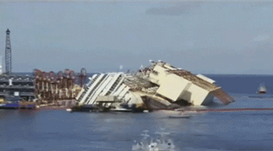 Sinking Boat Flipping Over Time Lapse Loop GIF