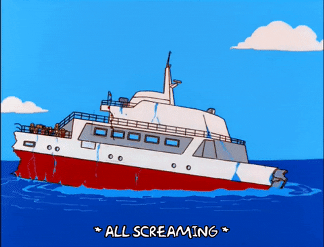 Sinking Boat People Screaming The Simpsons GIF
