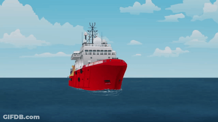 Sinking Boat Red Ship Cruising Cartoon GIF