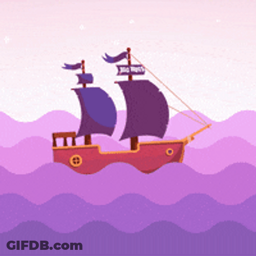Sinking Boat Ship Big Octopus Hugging GIF