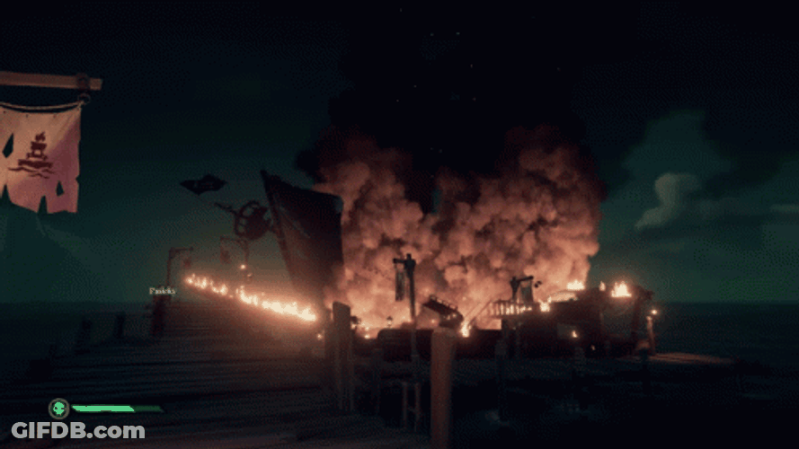 Sinking Boat Ship Fire Explosion Video Game GIF
