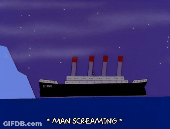 Sinking Boat Ship Titanic Iceberg The Simpsons GIF