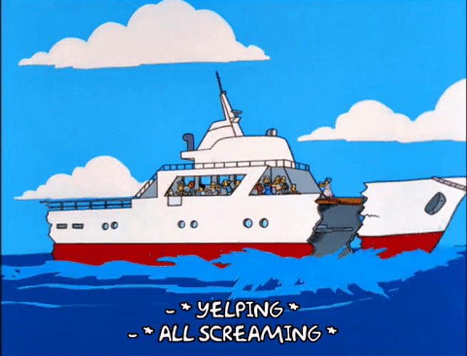 Sinking Boat Split In Half The Simpsons GIF
