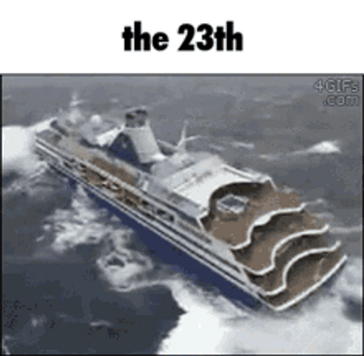 Sinking Boat Stormy Sea Flipping Over GIF
