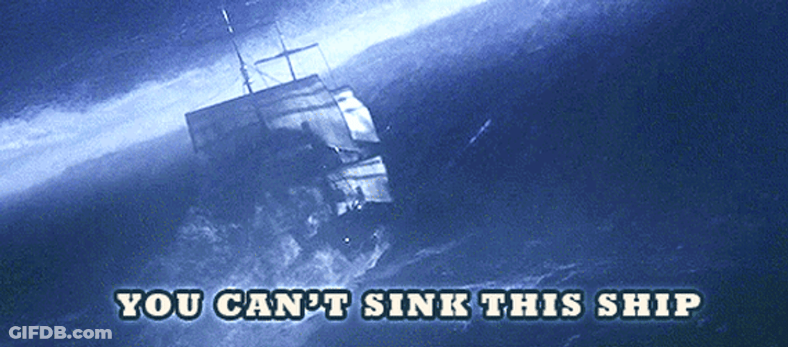 Sinking Boat Stormy Seas Unsinkable Ship GIF