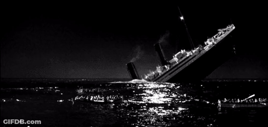 Sinking Boat Titanic Ship Movie Black And White GIF