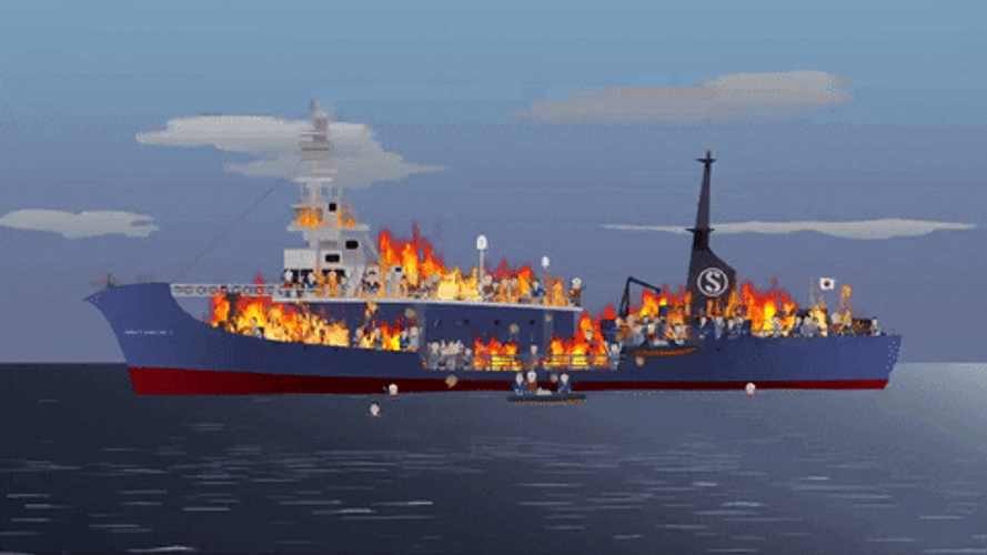 Sinking Ship Caught Fire GIF