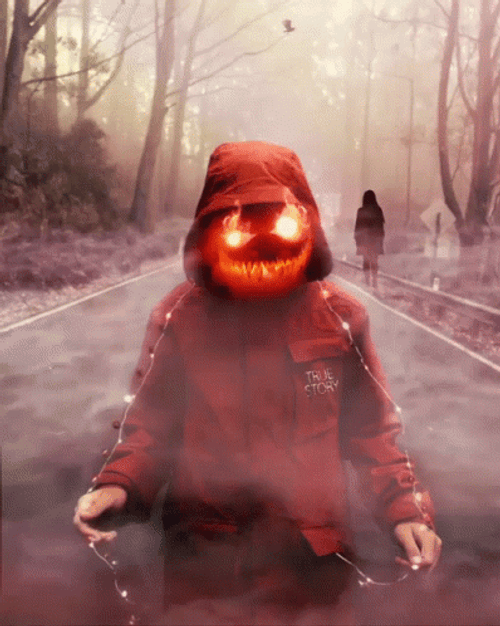 Siren Head Fire Pumpkin Head GIF