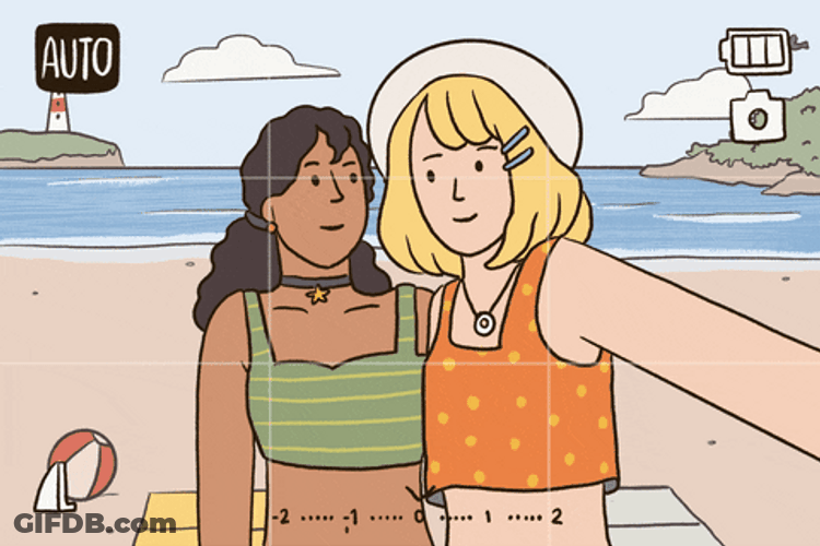 Sisters Cartoon Selfie GIF