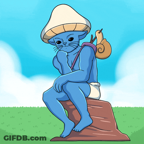 Sit Thinking Smurf Cat Meme GIF