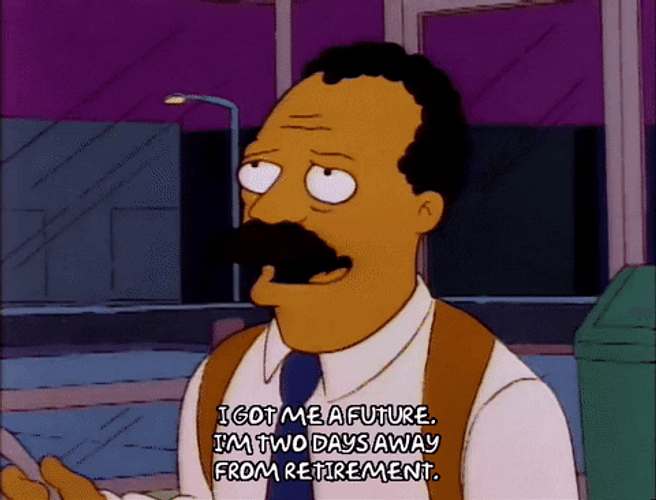 Sitcom The Simpsons McBain Scoey Two Days Away From Retirement GIF