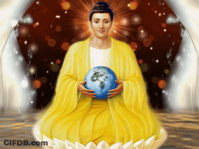 Sitting Buddha Holding Globe GIF