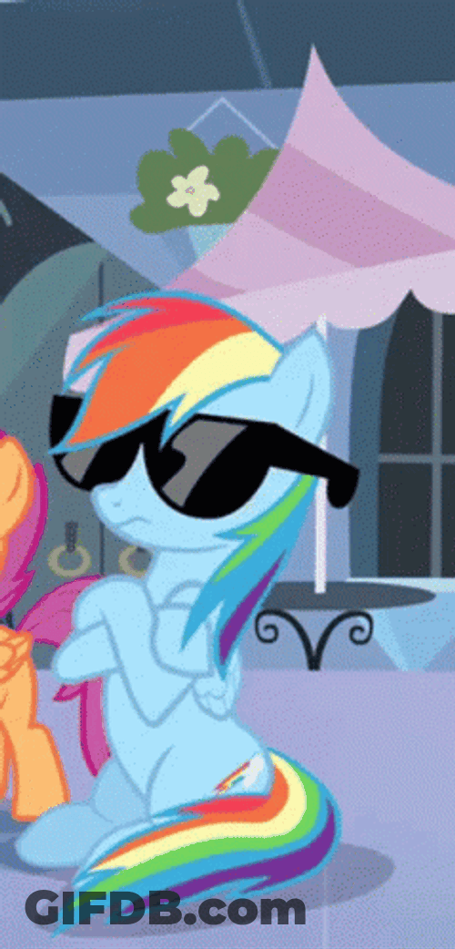 Sitting Rainbow Dash With Sunglasses GIF